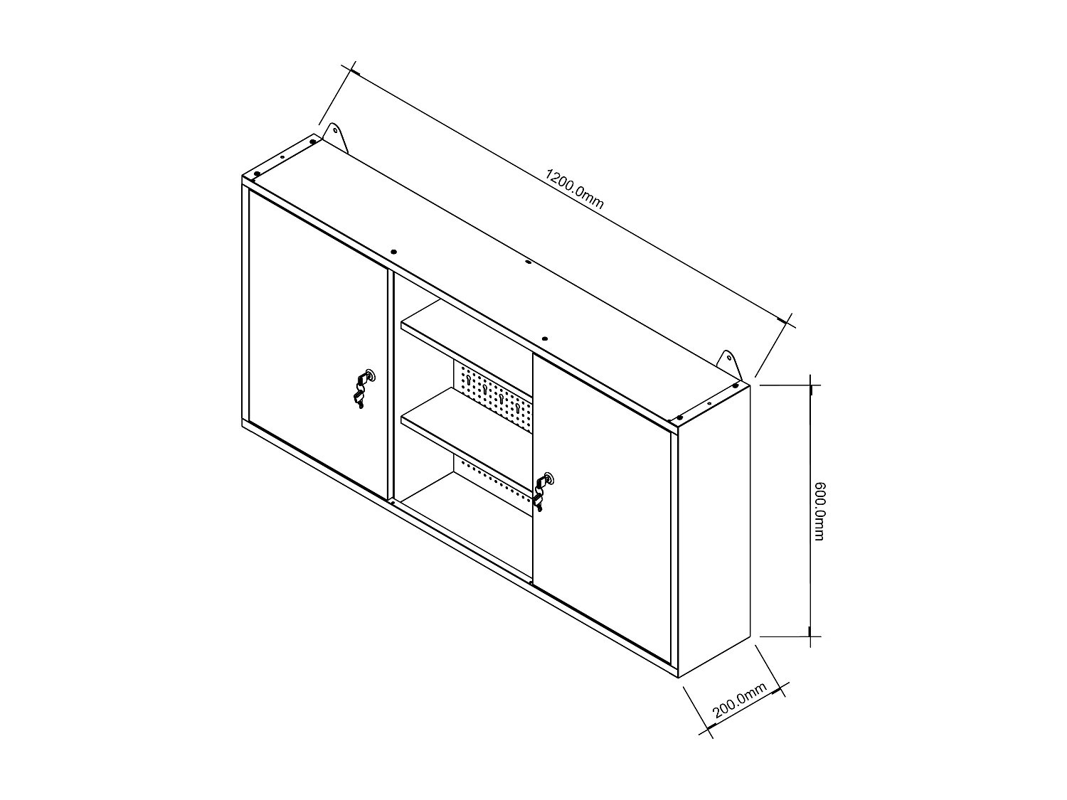 Armoire murale d'atelier en acier - L120 x P20 x H60 cm - Gris - BRICANO