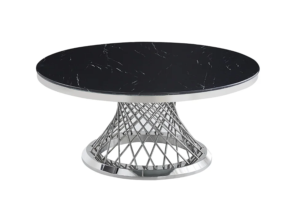 Table basse Deluxe Chrome plateau en verre marbré d100 cm