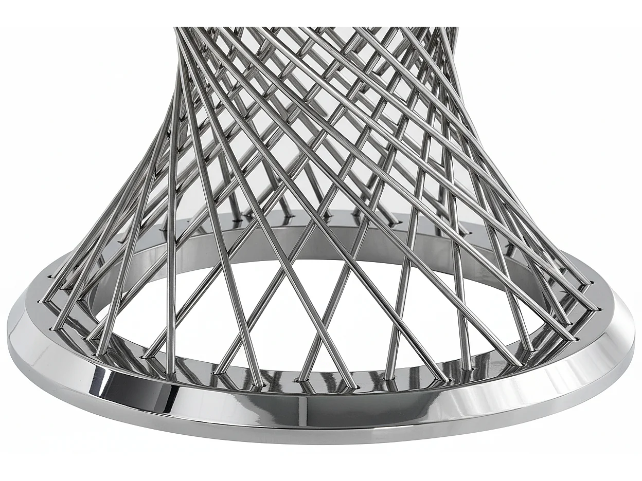 Table Basse DELUXE Ronde Plateau Verre Trempé Marbré Noir Structure Chrome D100x45cm