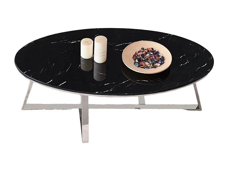 Table basse ovale GAMMA plateau Granite 120x60 cm