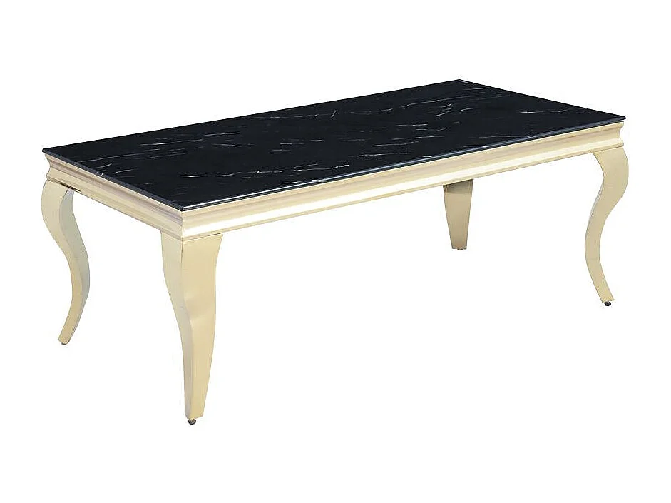 Table basse BAROQUE Gold 120x60x45 cm - Plateau Marbré noir