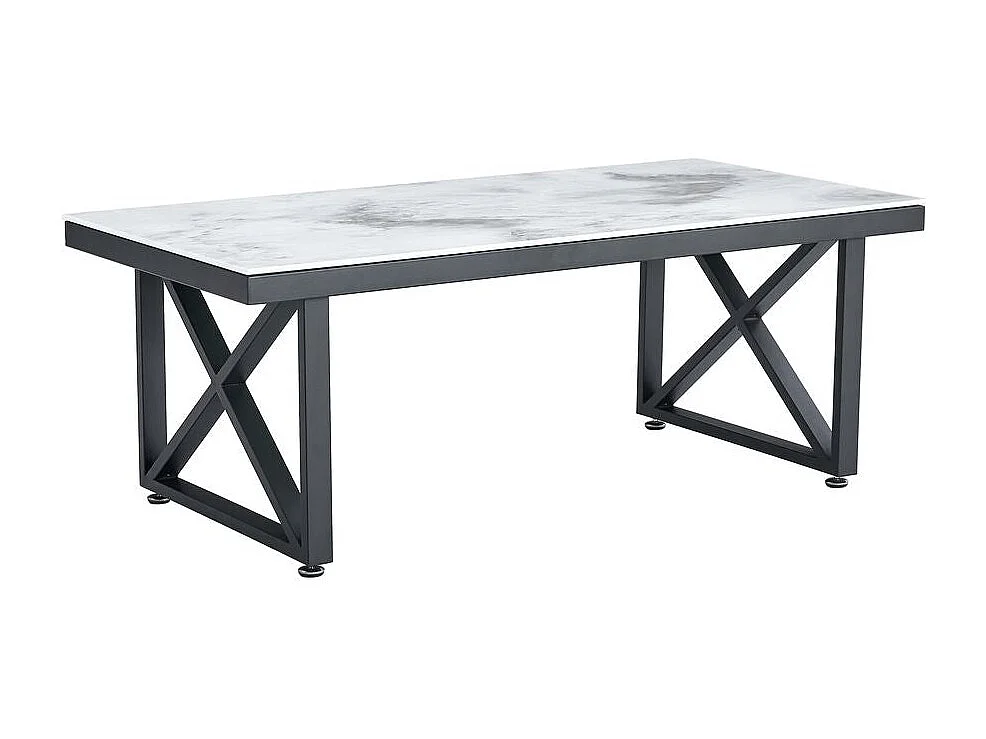 Table basse Deluxe LEVANTO structure métal noir plateau en verre 120x60 cm