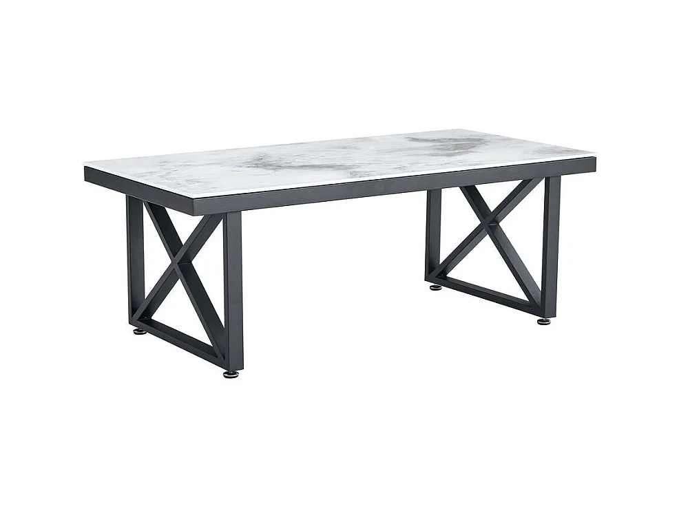 Table basse Deluxe LEVANTO structure métal noir plateau en verre 120x60 cm