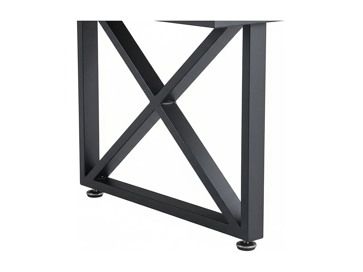 Table Basse LEVANTO Plateau Verre Trempé Marbré Beige Structure Métal Noir 120x60x45cm