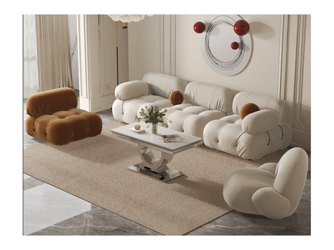 Table Basse INVICTUS – Chrome & Verre Trempé – 120x60x45 cm