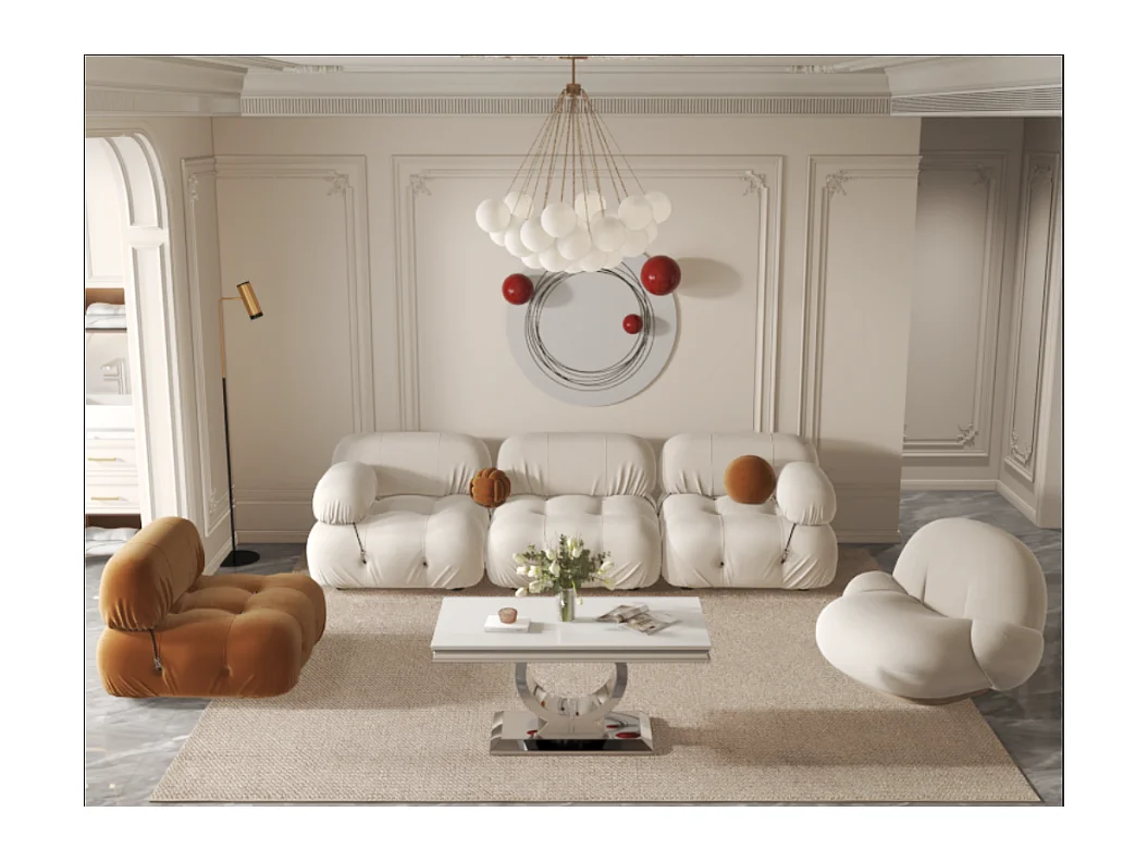 Table Basse INVICTUS – Chrome & Verre Trempé – 120x60x45 cm