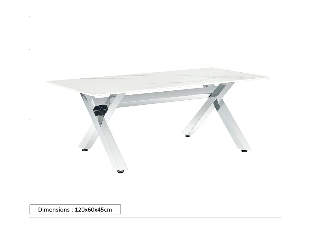 Table basse IXE Chrome & Verre Transparent 120x60x45 cm