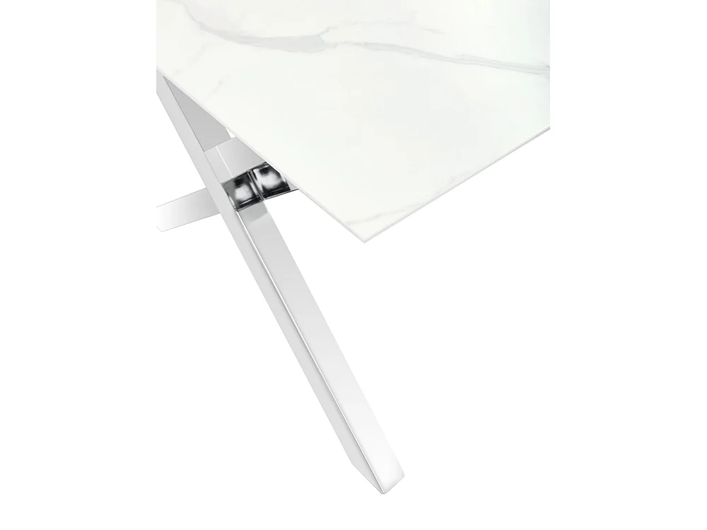 Table basse IXE Chrome & Verre Transparent 120x60x45 cm - Marbré blanc