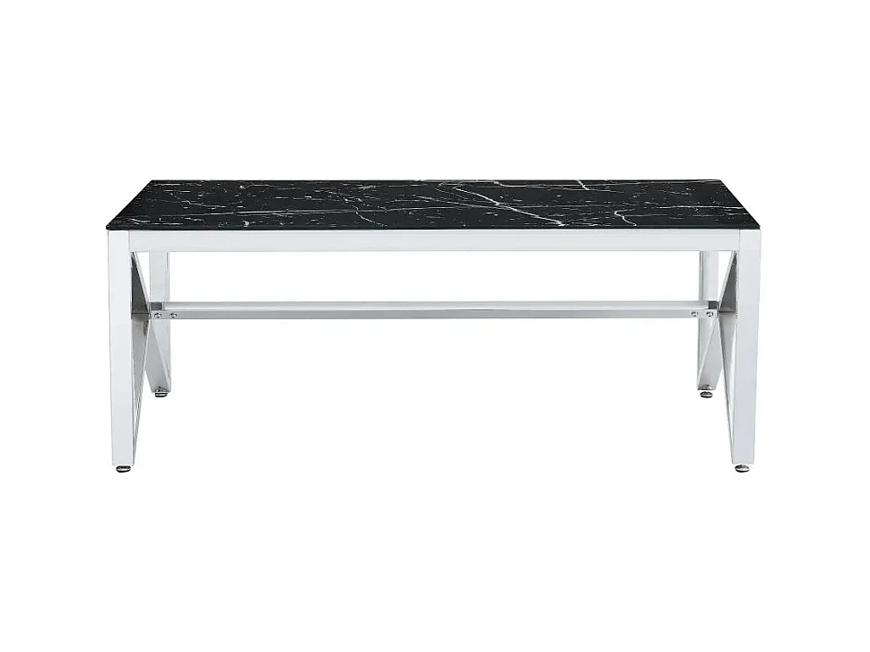 Table Basse MAJESTIQUE Chrome et plateau en verre 120x60x45 cm