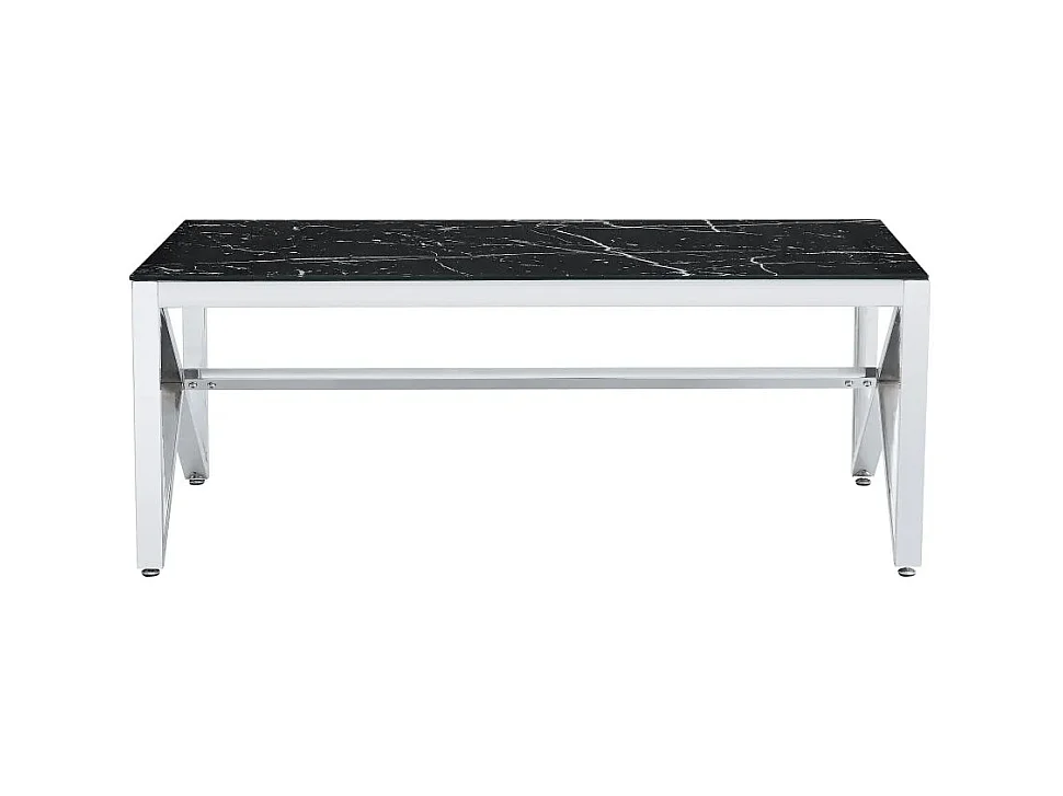 Table Basse MAJESTIQUE Chrome et plateau en verre 120x60x45 cm