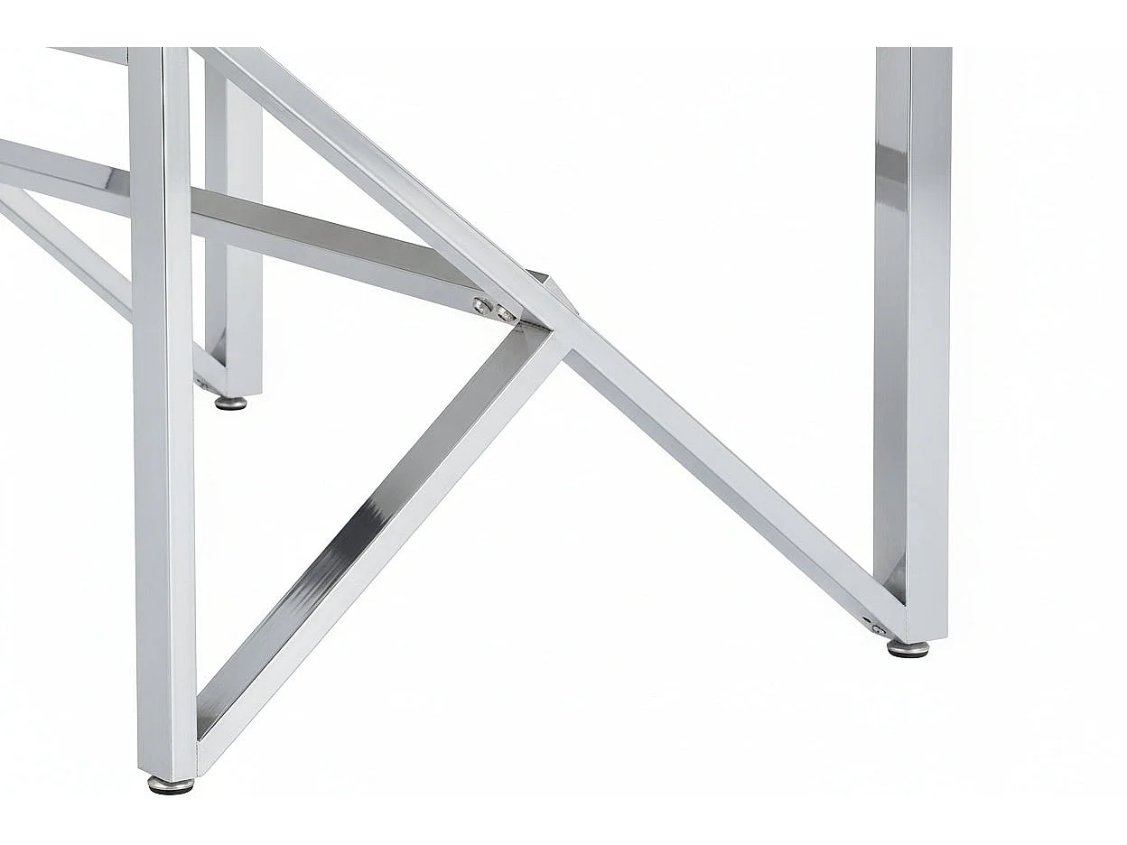 Table Basse MAJESTIQUE Rectangle Plateau Verre Trempé Marbré Noir Pieds Chrome 120x60x45cm