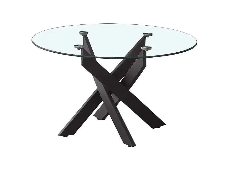 Table basse ronde JESSY pieds métal noir et plateau en verre 80 cm