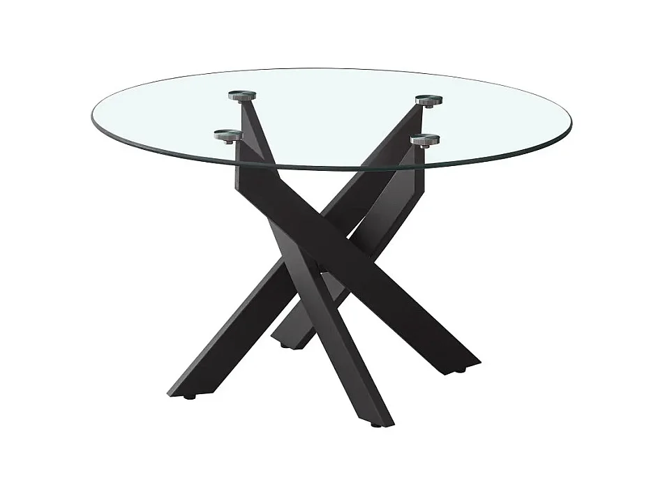 Table basse ronde JESSY pieds métal noir et plateau en verre 80 cm