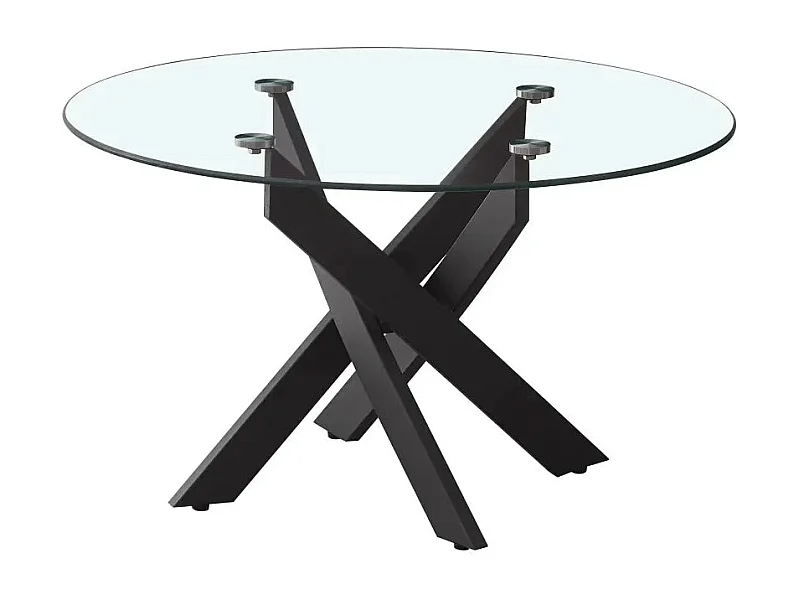 Table basse ronde JESSY pieds métal noir et plateau en verre 80 cm