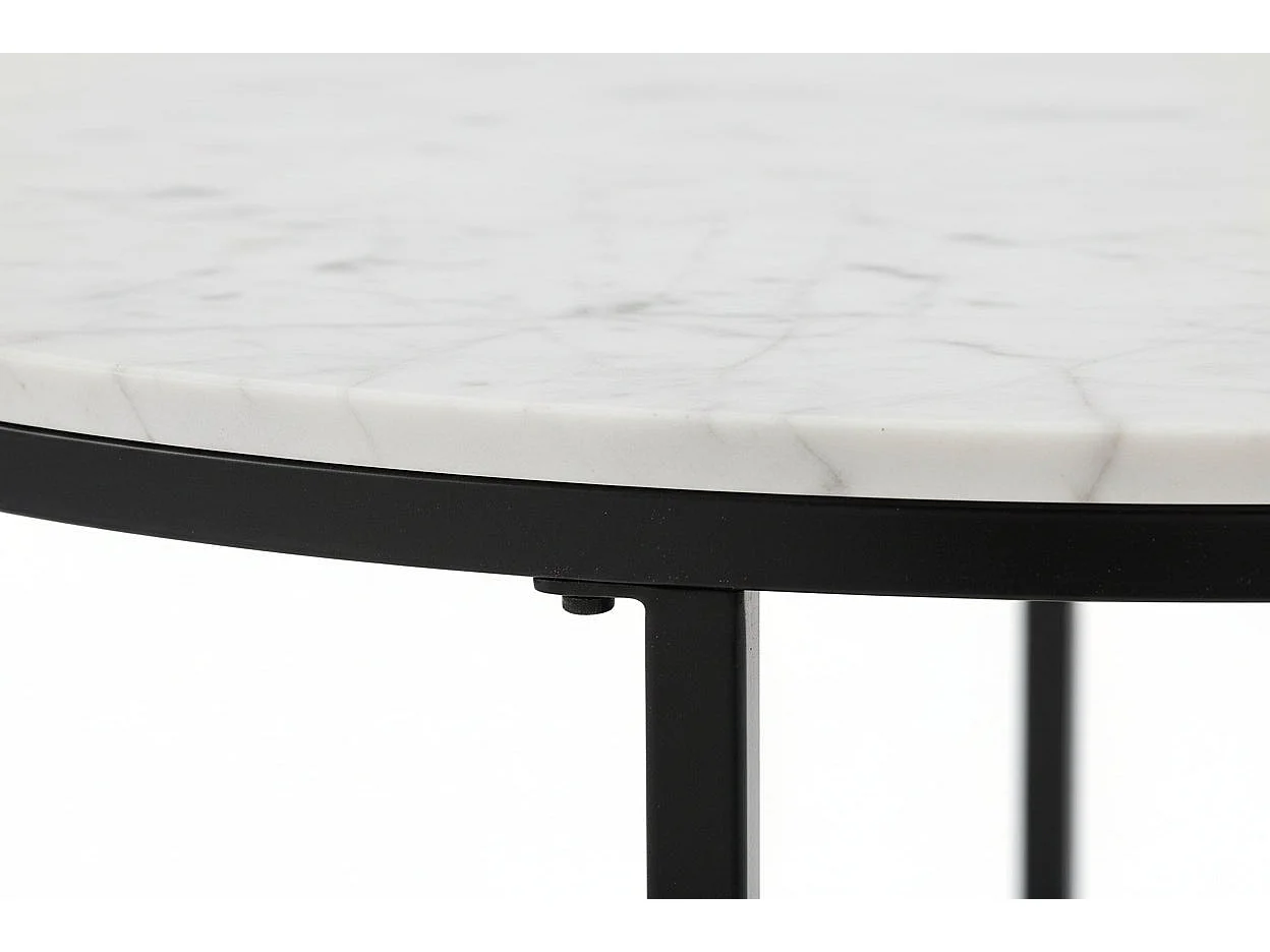 Table Basse LORIE Ronde Plateau Verre Trempé Miroir Structure Métal Noir D90x45cm