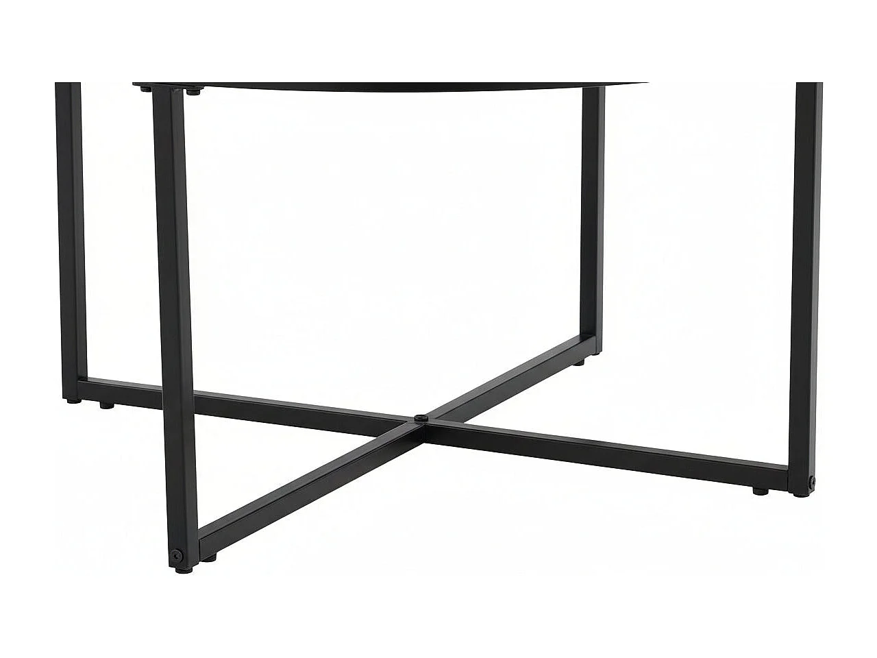 Table Basse LORIE Ronde Plateau Verre Trempé Miroir Structure Métal Noir D90x45cm