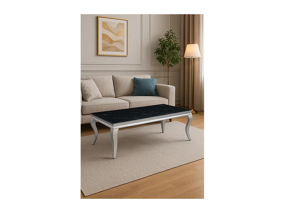 Table basse BAROQUE Chrome 120x60x45 cm