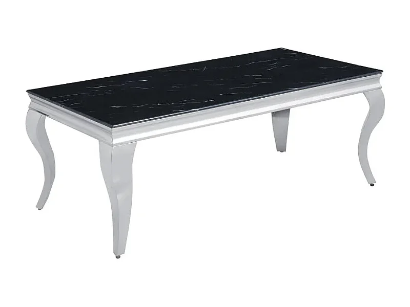 Table basse BAROQUE Chrome 120x60x45 cm - Marbré noir