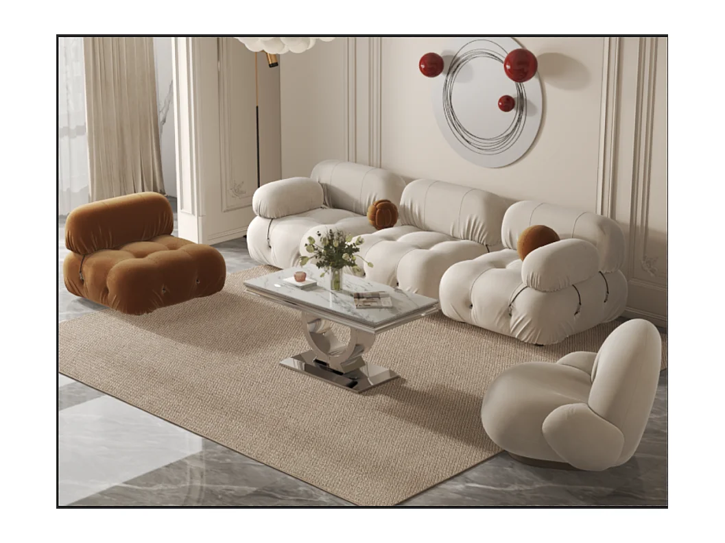 Table Basse INVICTUS – Chrome & Verre Trempé – 120x60x45 cm