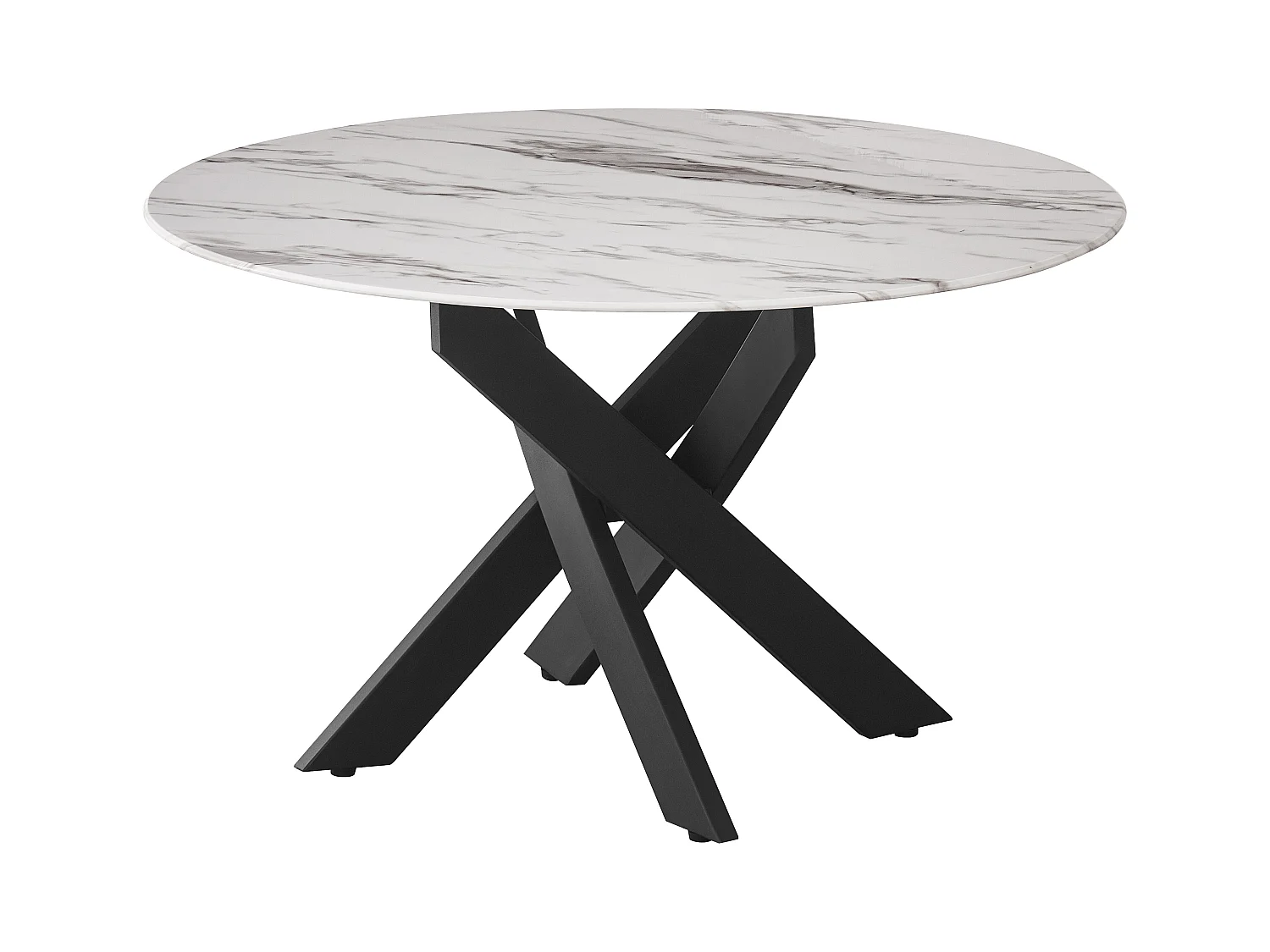 Table basse ronde JESSY pieds métal noir et plateau en verre 80 cm