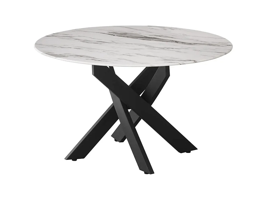 Table basse ronde JESSY pieds métal noir et plateau en verre 80 cm