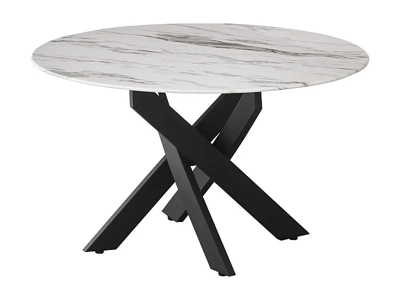 Table basse ronde JESSY pieds métal noir et plateau en verre 80 cm