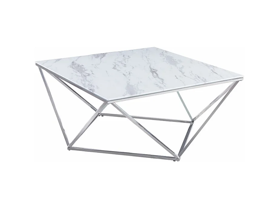 Table Basse ALINA Chrome plateau en verre trempé 80x80x45 cm