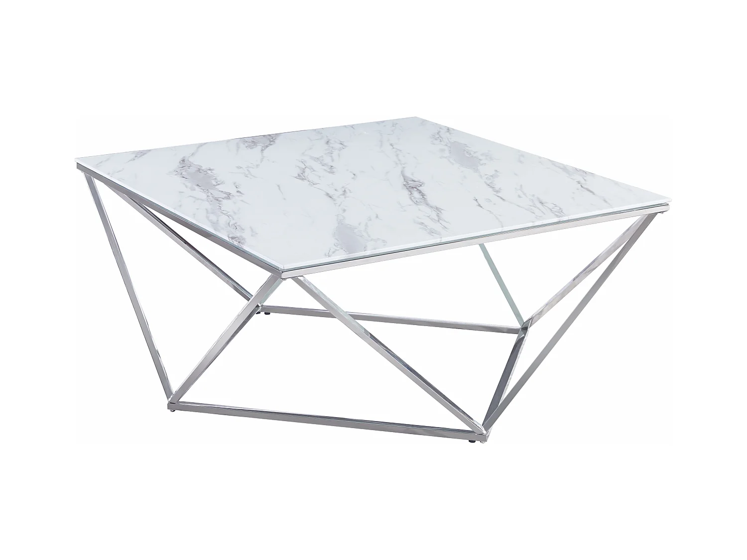 Table Basse ALINA Chrome plateau en verre trempé 80x80x45 cm