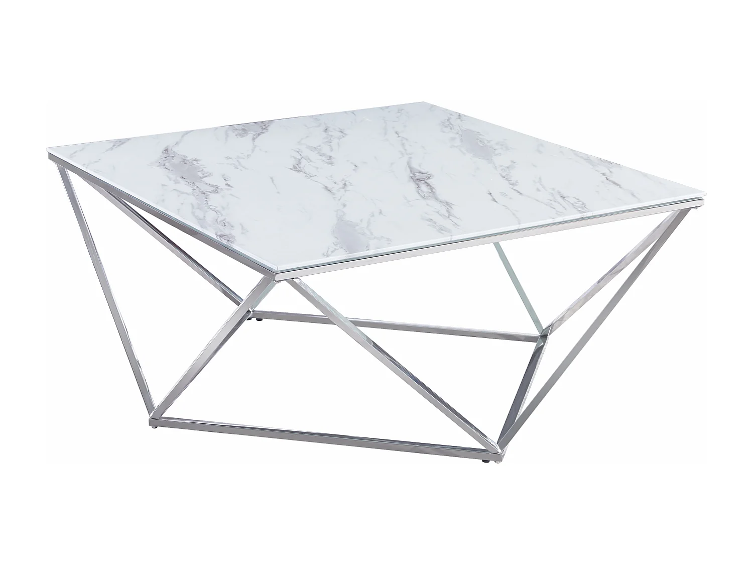 Table Basse ALINA Chrome plateau en verre trempé 80x80x45 cm