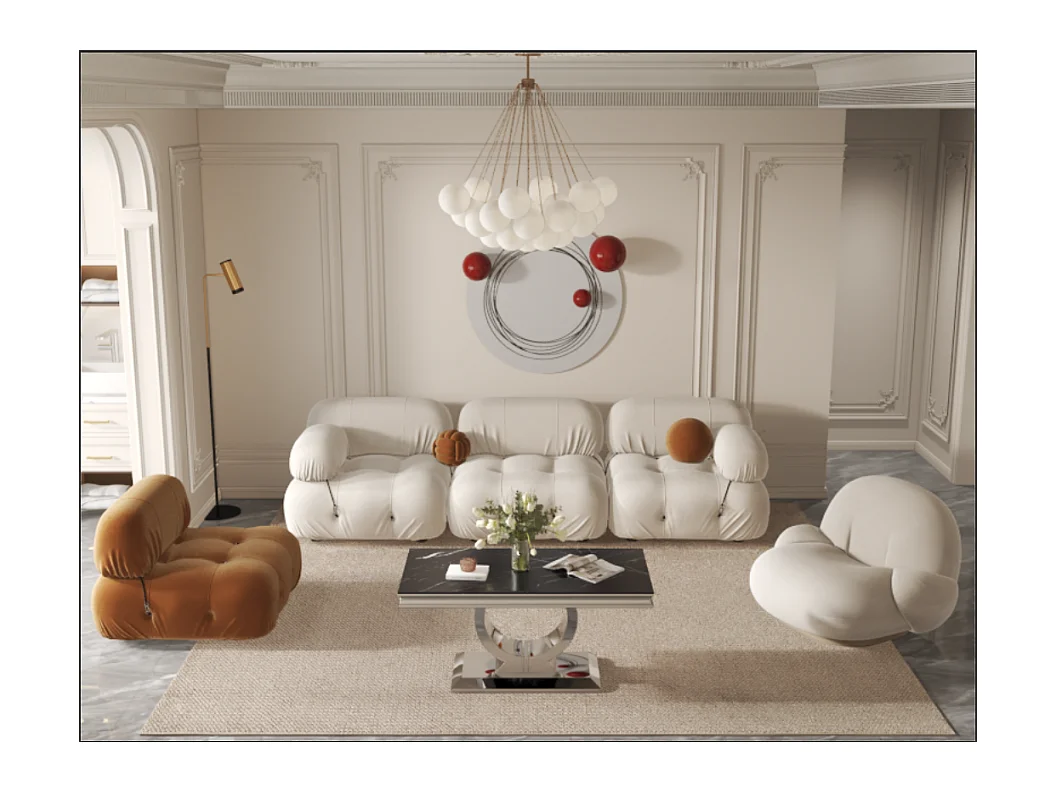 Table Basse INVICTUS – Chrome & Verre Trempé – 120x60x45 cm