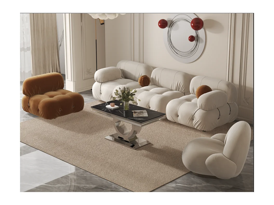 Table Basse INVICTUS – Chrome & Verre Trempé – 120x60x45 cm