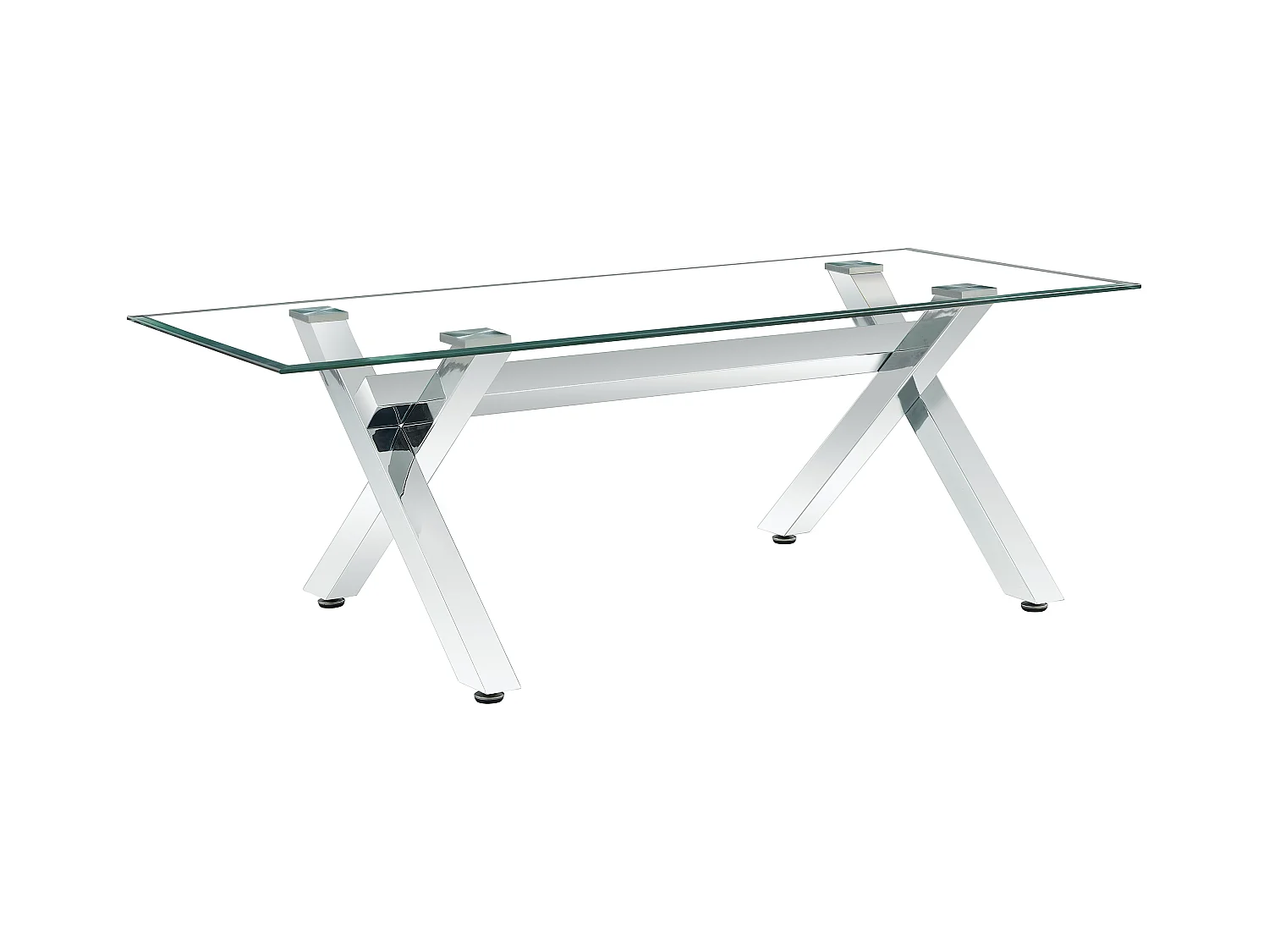 Table basse IXE Chrome & Verre Transparent 120x60x45 cm