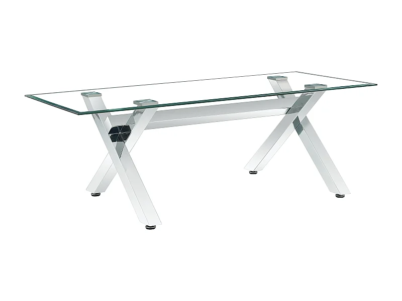 Table basse IXE Chrome & Verre Transparent 120x60x45 cm