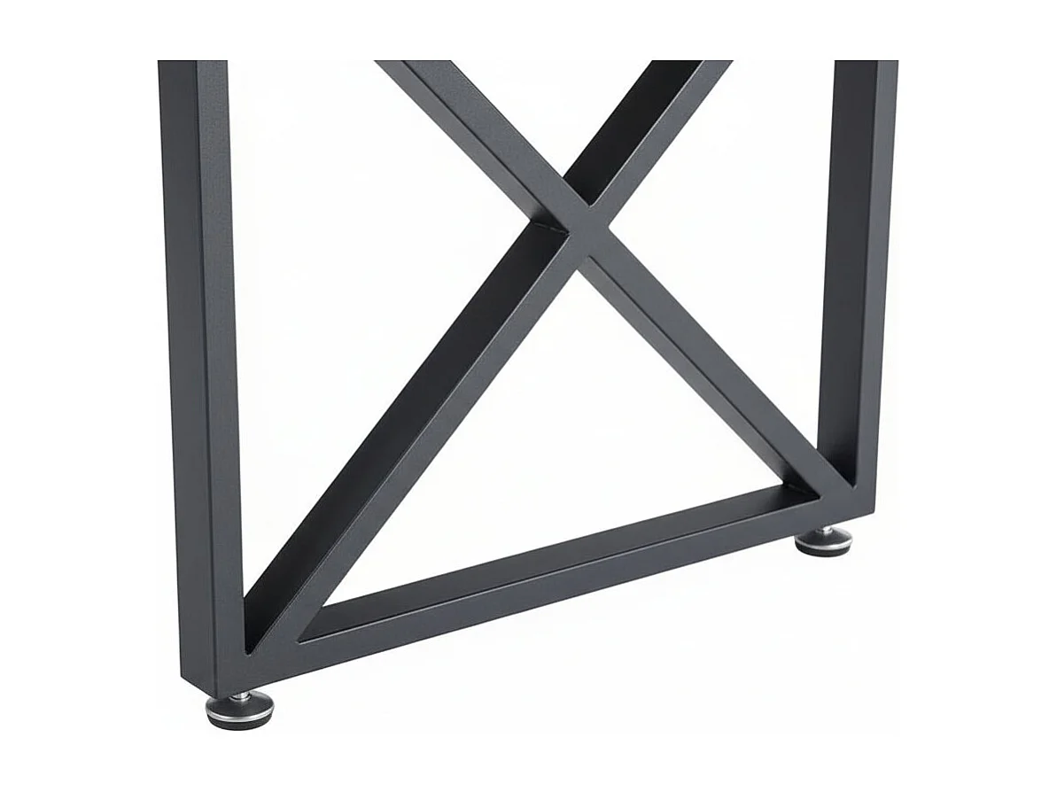 Table Basse LEVANTO Plateau Verre Trempé Marbré Noir Structure Métal Noir 120x60x45cm