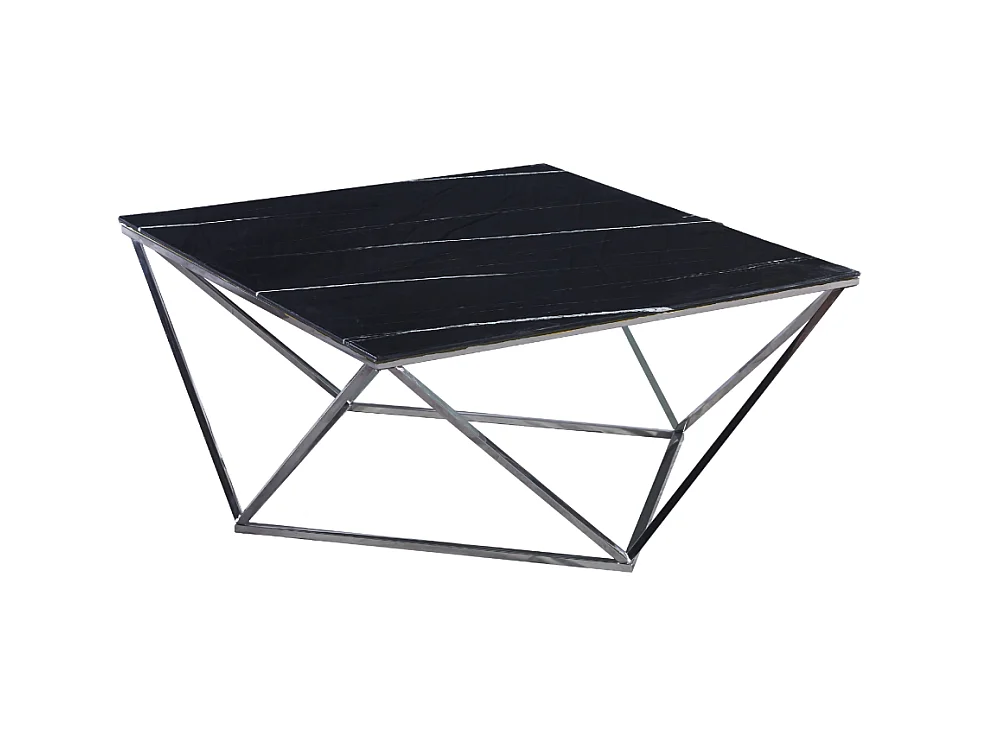 Table Basse ALINA Chrome plateau en verre trempé 80x80x45 cm