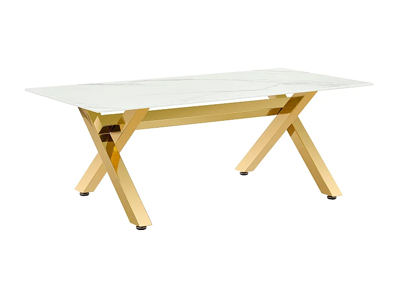 Table basse IXE Gold 120x60x45 cm - Marbré blanc