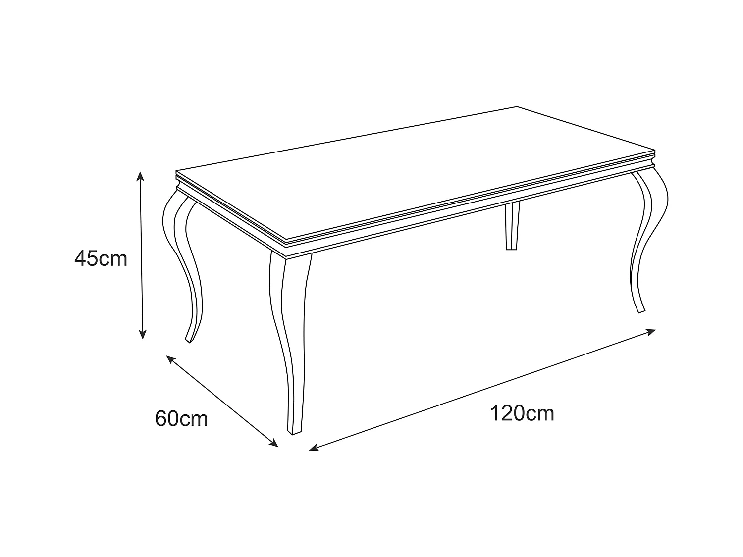 Table basse BAROQUE Gold 120x60x45 cm