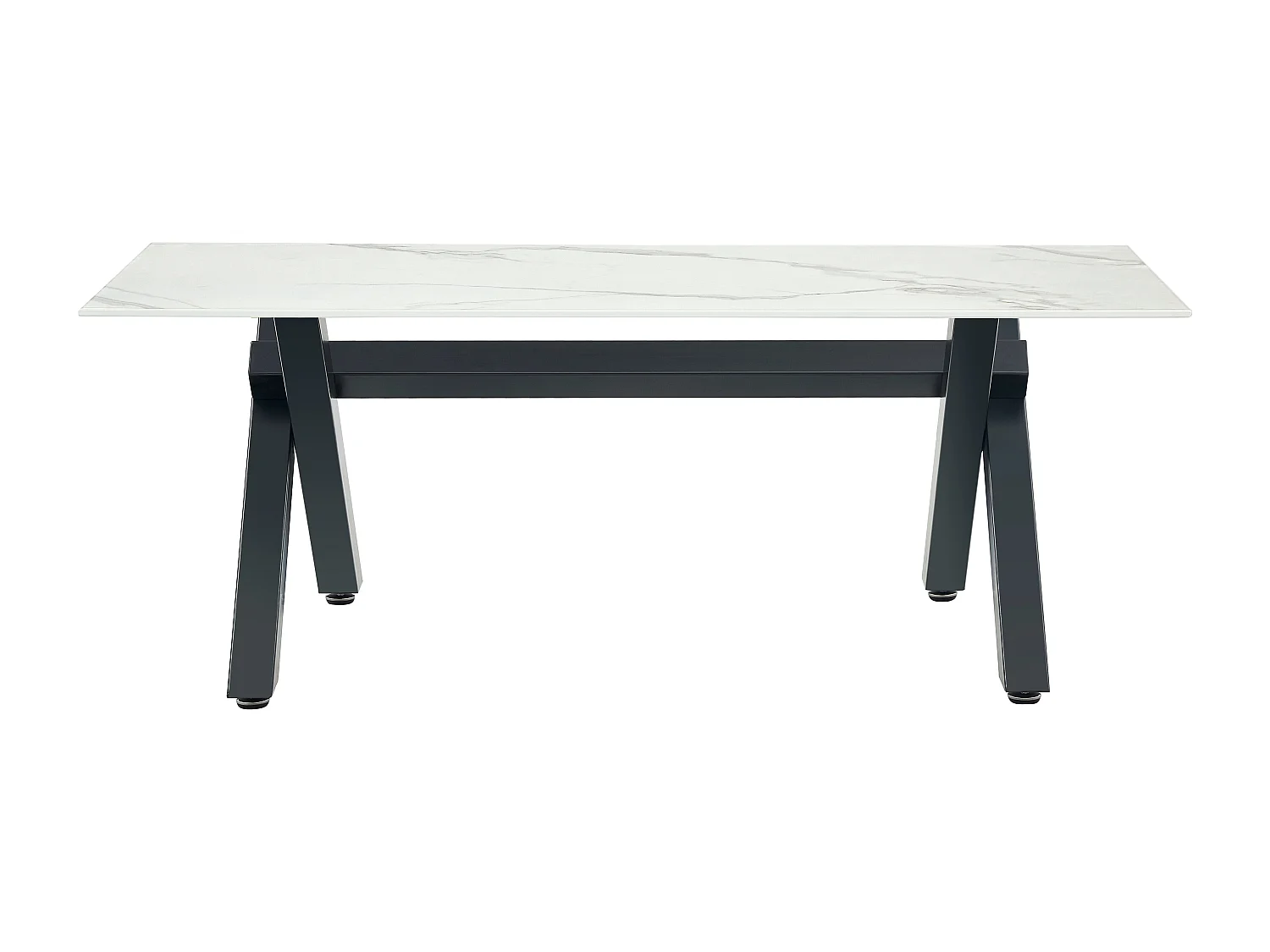 Table Basse IXE Métal Chrome Plateau Verre Trempé Marbré Blanc 120x60x45cm