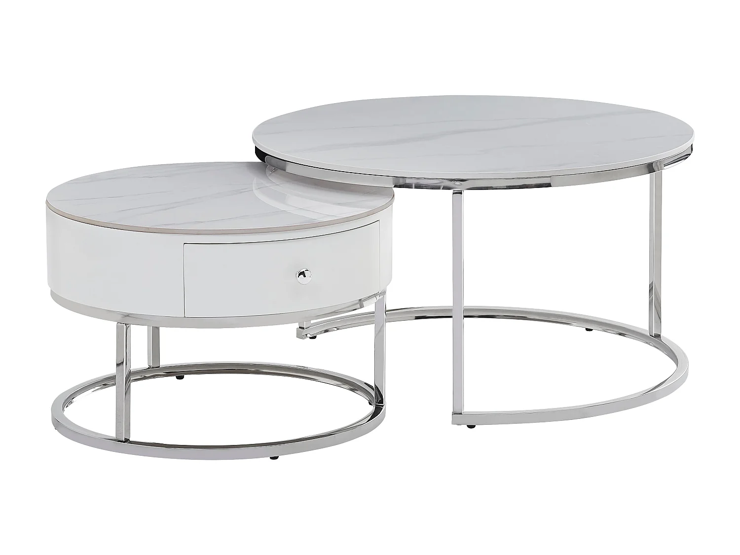 Lot 2 tables basses gigognes rondes céramique D80 D60 NOVELA