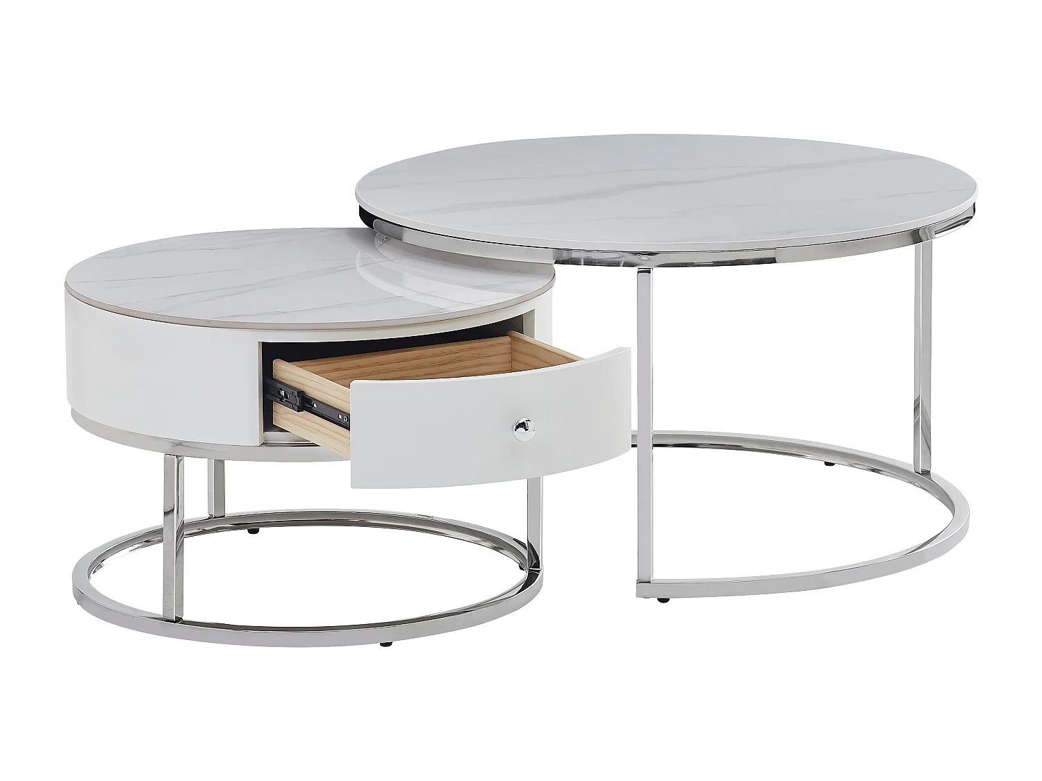 Lot 2 tables basses gigognes rondes céramique D80 D60 NOVELA