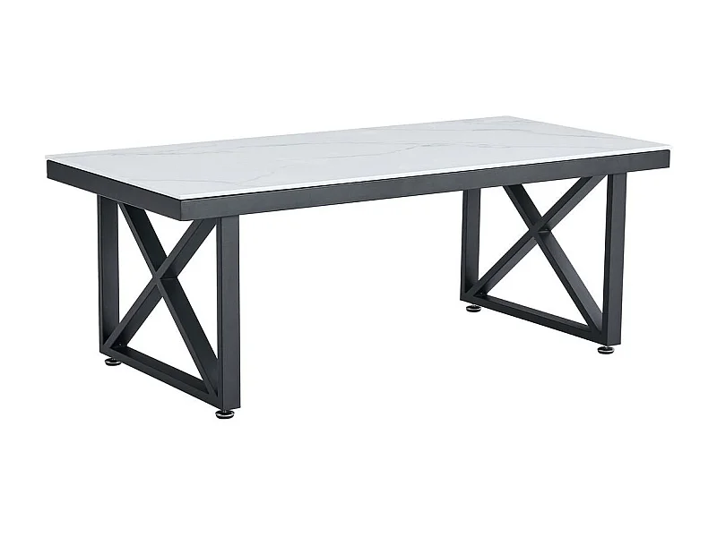 Table basse Deluxe LEVANTO structure métal noir plateau en verre 120x60 cm