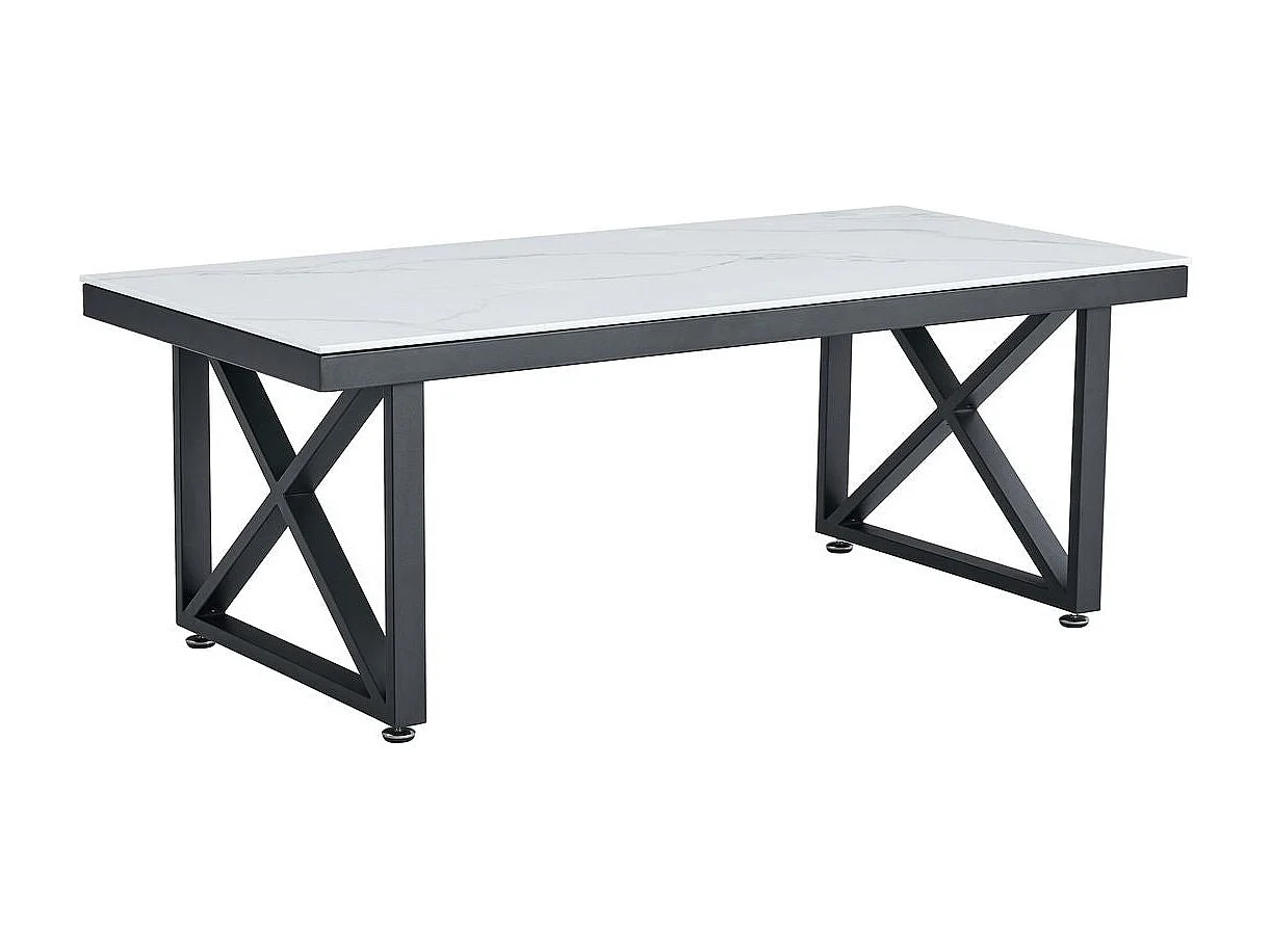 Table basse Deluxe LEVANTO structure métal noir plateau en verre 120x60 cm