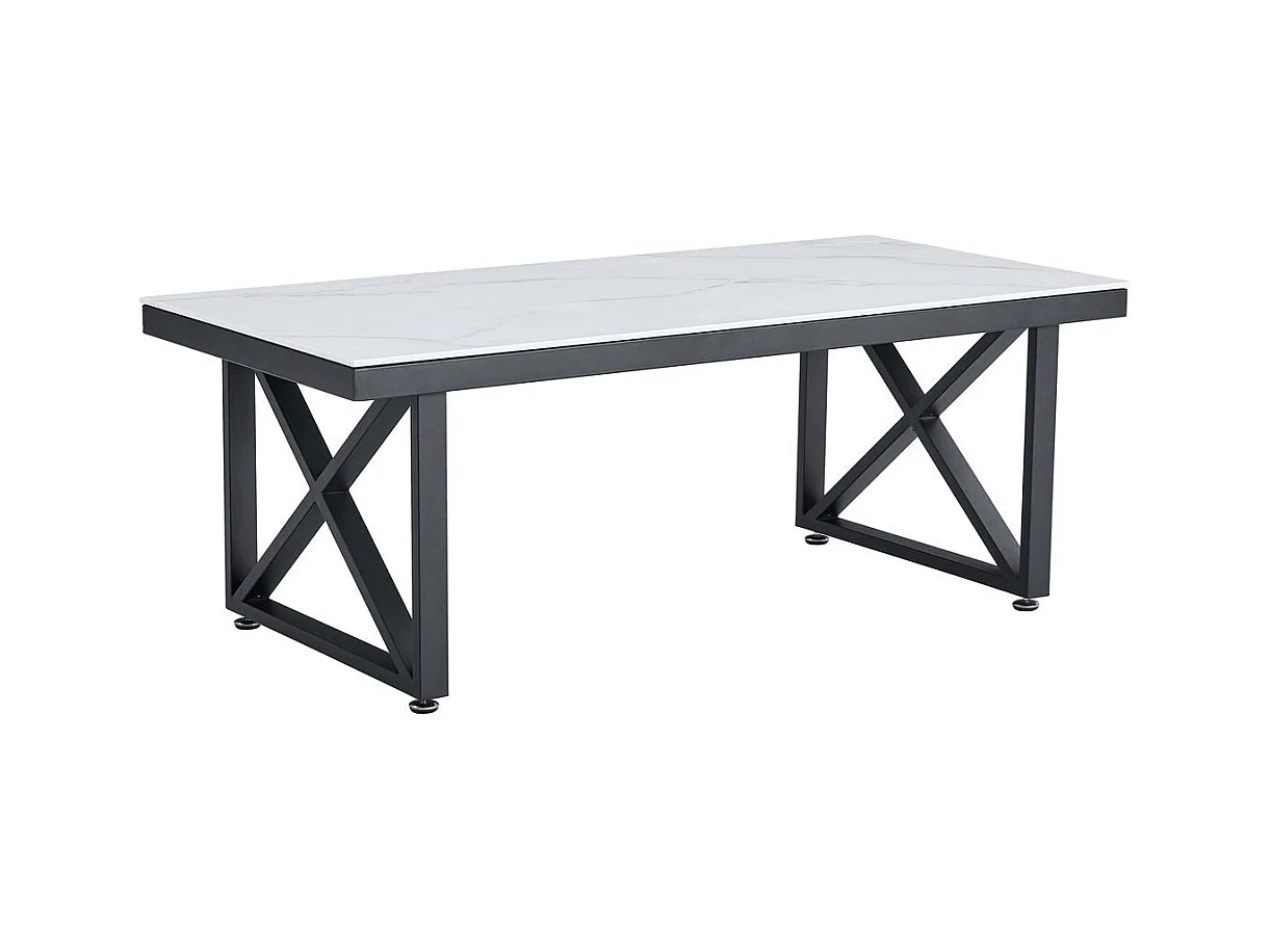 Table basse Deluxe LEVANTO structure métal noir plateau en verre 120x60 cm