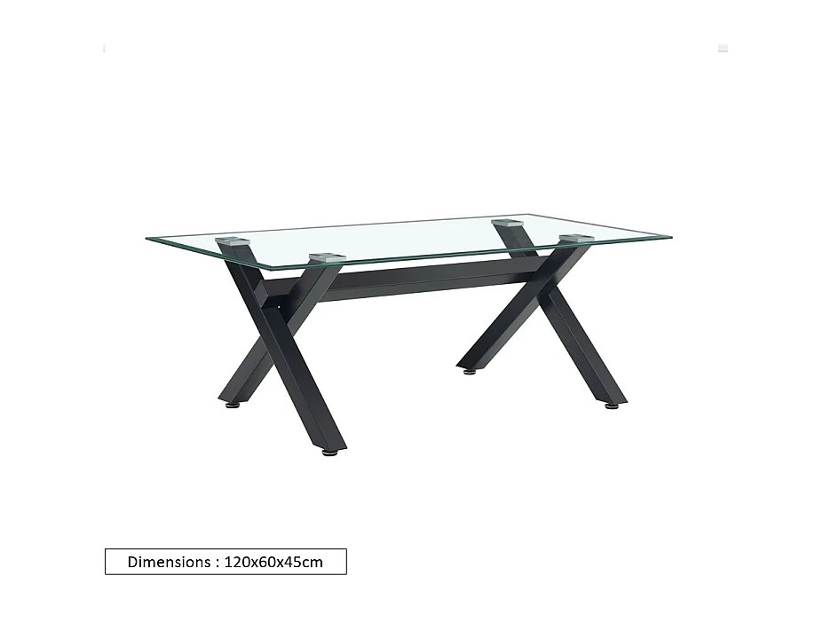 Table basse IXE Métal & Verre 120x60x45 cm