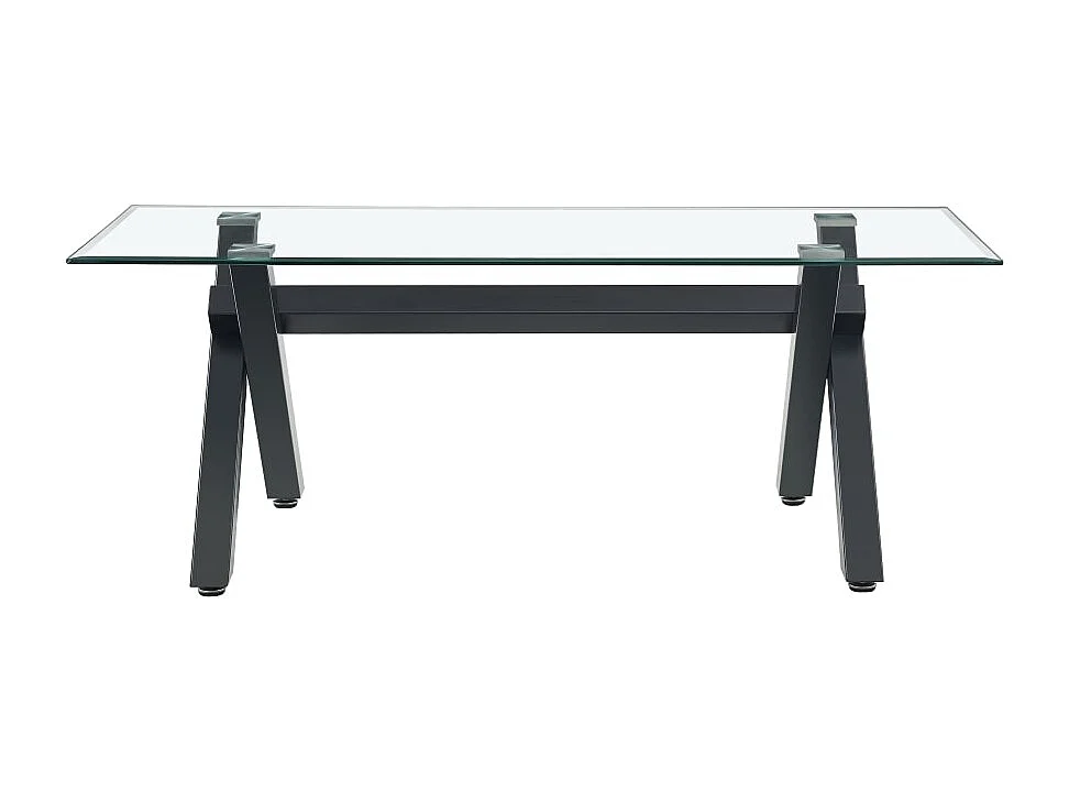 Table Basse IXE Métal Chrome Plateau Verre Trempé Transparent 120x60x45cm
