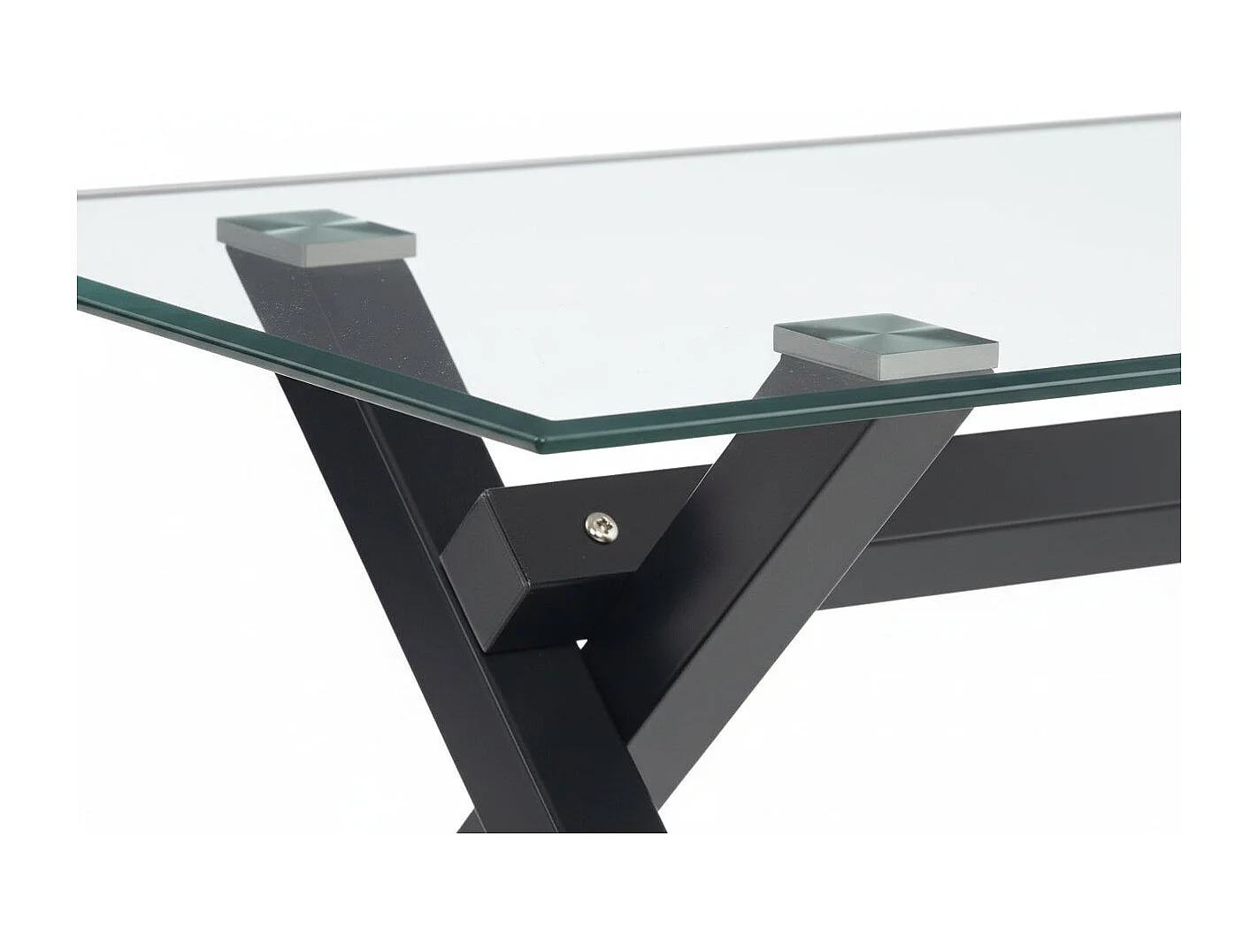 Table Basse IXE Métal Chrome Plateau Verre Trempé Transparent 120x60x45cm