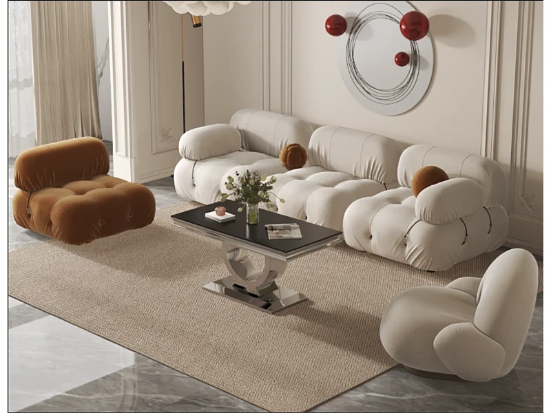 Table Basse INVICTUS – Chrome & Verre Trempé – 120x60x45 cm