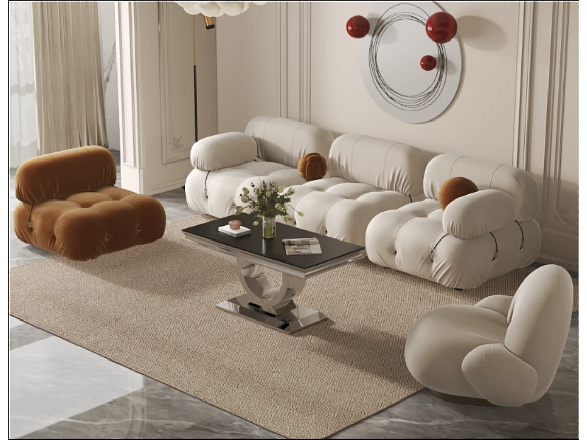 Table Basse INVICTUS – Chrome & Verre Trempé – 120x60x45 cm