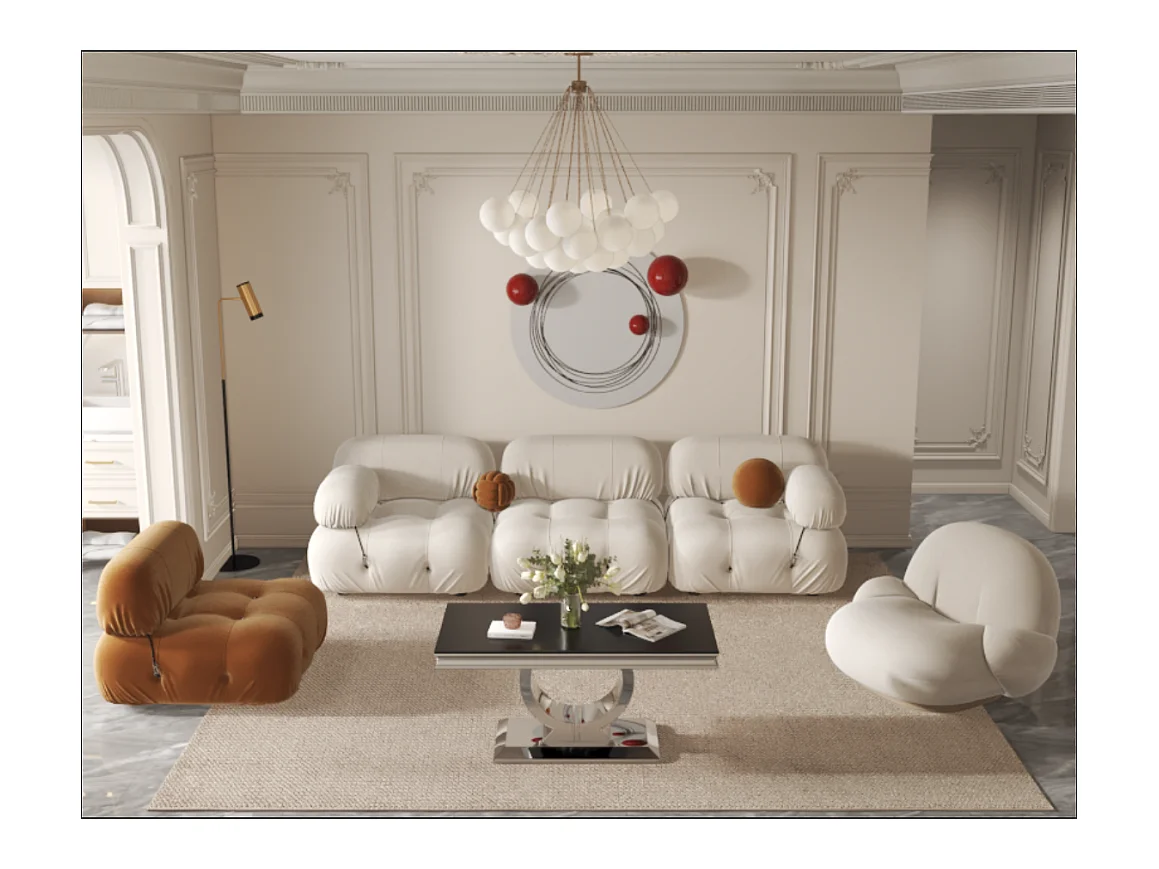 Table Basse INVICTUS – Chrome & Verre Trempé – 120x60x45 cm