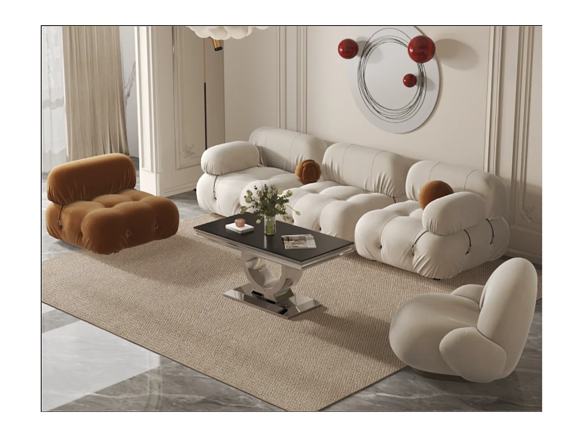 Table Basse INVICTUS – Chrome & Verre Trempé – 120x60x45 cm